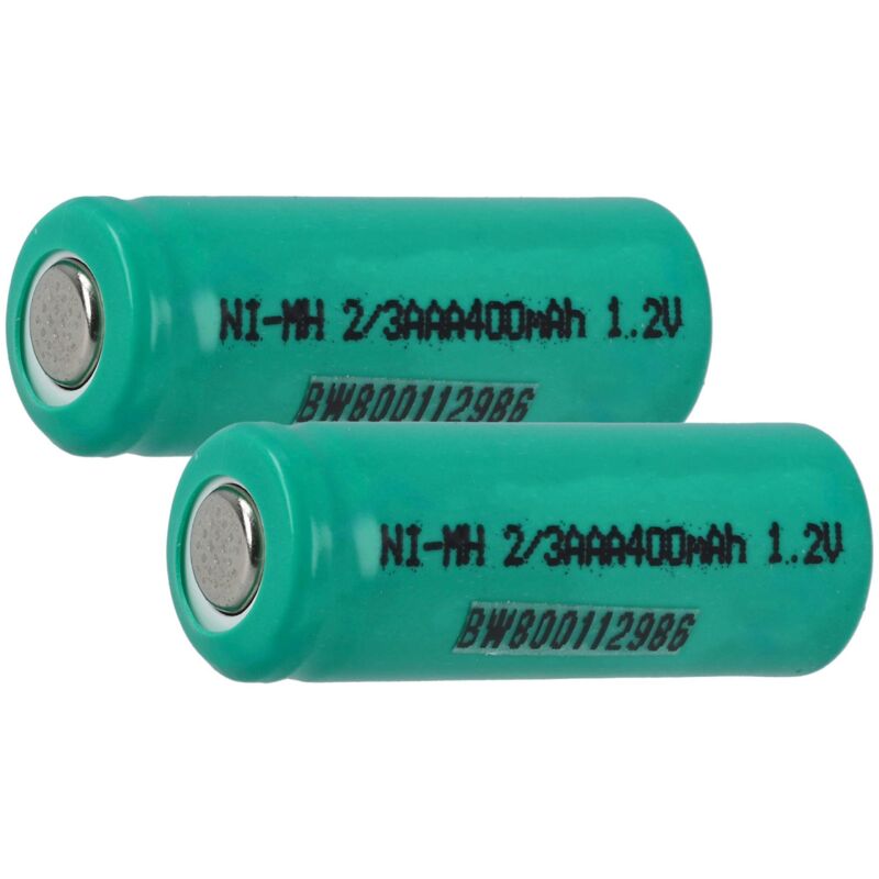 Vhbw - 2x Cellules de batterie remplacement pour 2/3AAA pour batteries - 400 mAh, 1,2 v, NiMH
