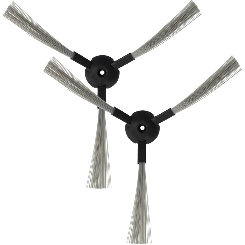 2x cepillo lateral compatible con Yoo Digital Iwip 1000, 600 robot aspirador - Set cepillos, gris / negro - Vhbw