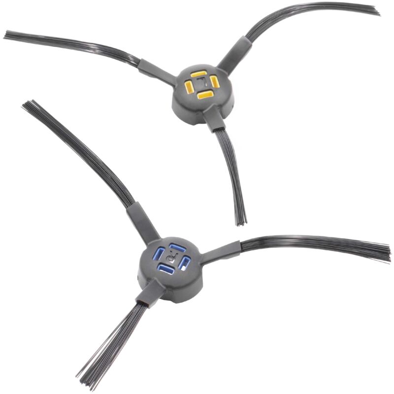

2x cepillo lateral compatible con Zaco V80, V85 robot aspirador -Set cepillos, izquierda/derecha, negro / azul / amarillo - Vhbw