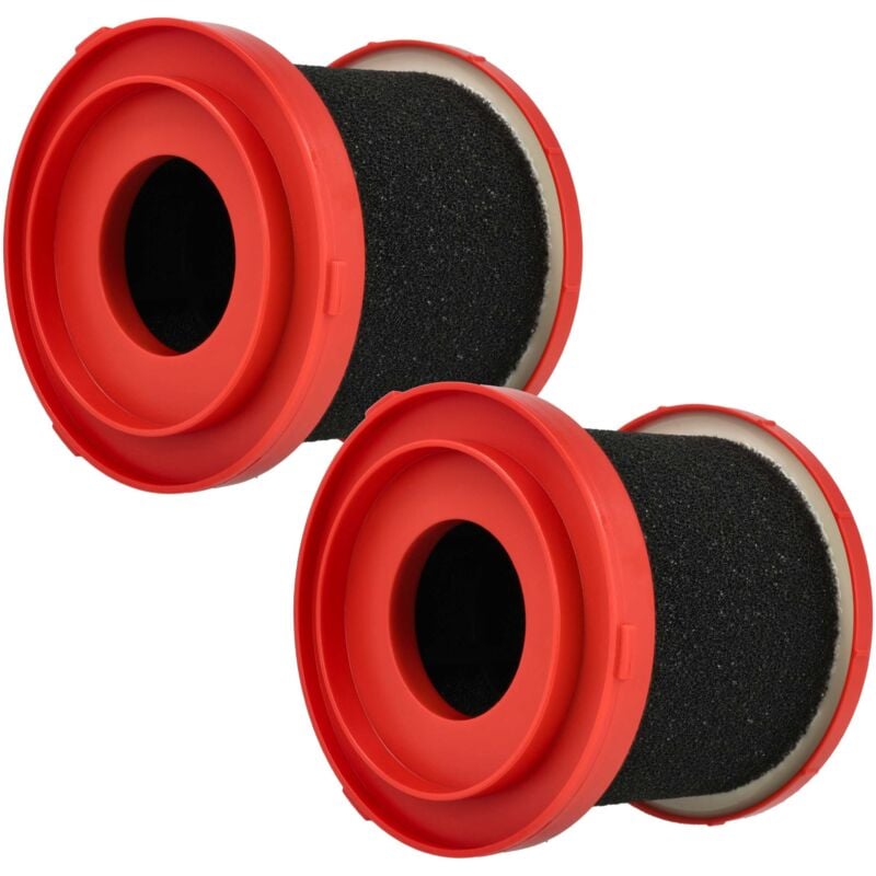 Vhbw - 2x Filtres pour liquides compatible avec Milwaukee M12FVCL, M18FPOVCL, M18VC2, 0970-20 - M18 aspirateur - plastique / mousse rouge / noir
