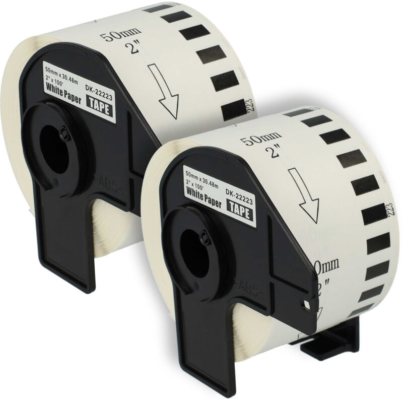 Vhbw - 2x Label Roll with Holder 50mm x 30.48m (1 Label) compatible with Brother pt QL-580, QL-580N Label Maker - Premium