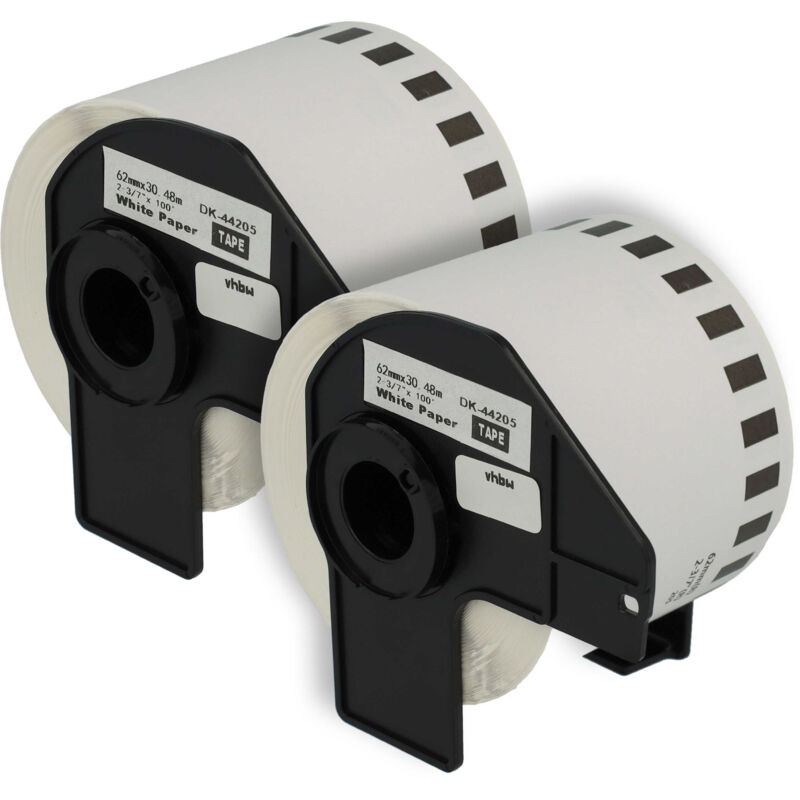 Vhbw - 2x Label Roll with Holder 62mm x 30.48m (1 Label) compatible with Brother pt QL-570 Label Maker - Premium, Removable