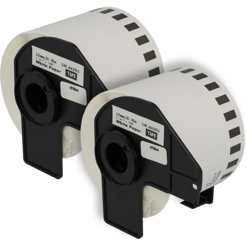 Vhbw - 2x Label Roll with Holder 62mm x 30.48m (1 Label) compatible with Brother pt QL500BW Label Maker - Premium, Removable