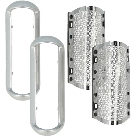 vhbw 2x Lámina de corte compatible con Braun Pocket P-80-1, P70-1, P-40, P-90, P-60, P-50, P-80, P-70 afeitadora eléctrica + marco, plata