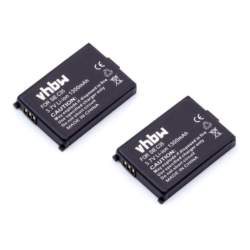 

2x batería compatible con Telekom Sinus 700m teléfono fijo inalámbrico (1300mAh, 3,7V, Li-Ion) - Vhbw