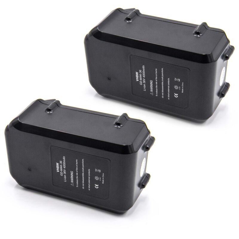 

2x Batería recargable compatible con Makita UC250D, UC250DWB, UC250DWBE, UC250DWBEP, UC250DZ herramientas eléctricas (4000 mAh, Li-Ion, 36 V) - Vhbw