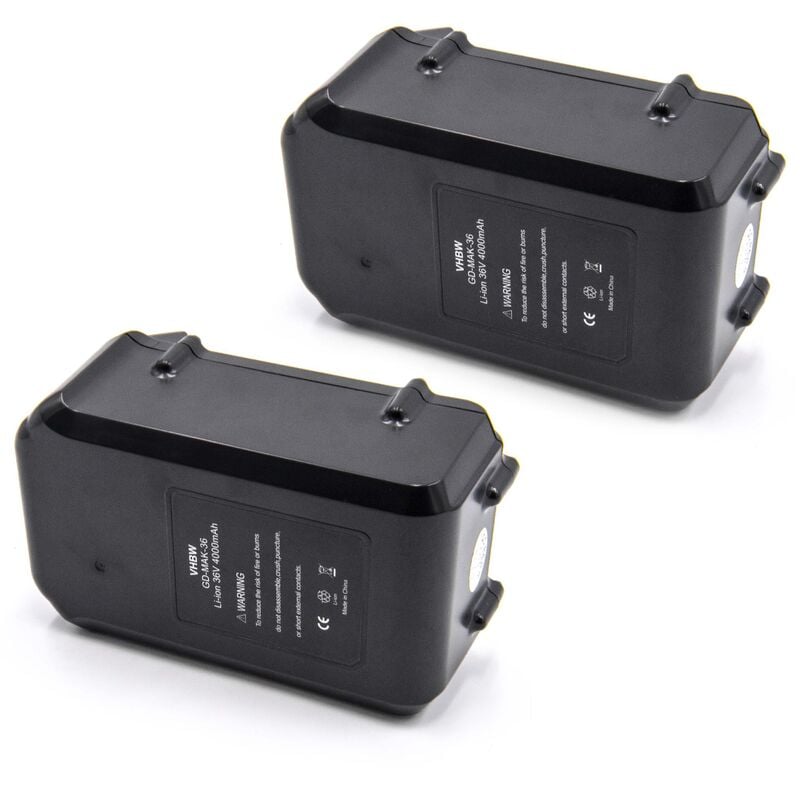 

2x Batería recargable compatible con Makita UH550, UH550D, UH550DWB, UH550DZ, UH650, UH650DWB herramientas eléctricas (4000 mAh, Li-Ion, 36 V) - Vhbw