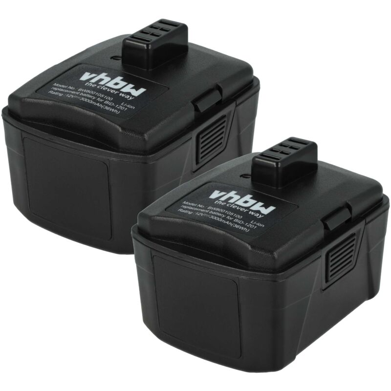 Vhbw - 2x Batterie remplacement pour Ryobi BPL-1220, 130503001, CB120L, 130503005 pour outil électrique (3000 mAh, Li-ion, 12 v)