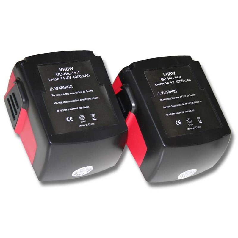 Image of 2x batteria compatibile con Hilti sfh 144-A cpc 14.4V, SF144-A, sfh 144-A, sf 144-A cpc 14.4 v utensile elettrico (4000 mAh, Li-Ion, 14,4 v) - Vhbw