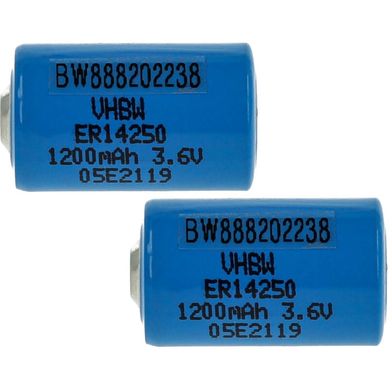 2x Lithium ER14250 Round Cell Batteries Replacement for 1/2AA, 1770-XZ, 3B26, 418-0076, 60-0576-100 - Special Battery (1200mAh, 3.6 v, Li-SOCl2)