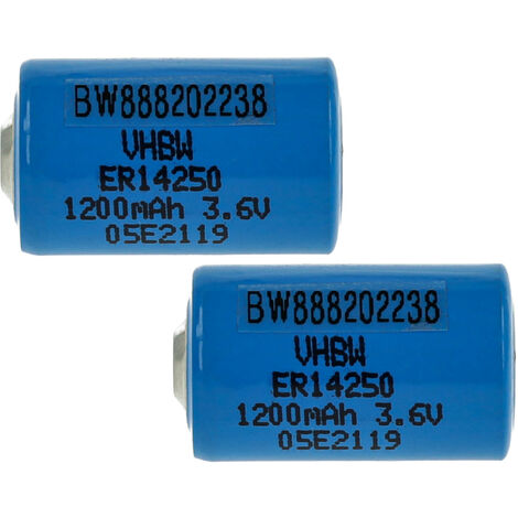 vhbw 2x Lithium ER14250 Round Cell Batteries Replacement for TL-2150, TL-2150/S, TL-2151, TL2150, TL2151 - Special Battery (1200mAh, 3.6 V, Li-SOCl2)