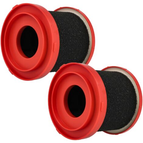 vhbw 2x Nassfilter kompatibel mit Milwaukee M12FVCL, M18FPOVCL, M18VC2, 0970-20 - M18 Staubsauger - Schaumstoff / Kunststoff Rot Schwarz
