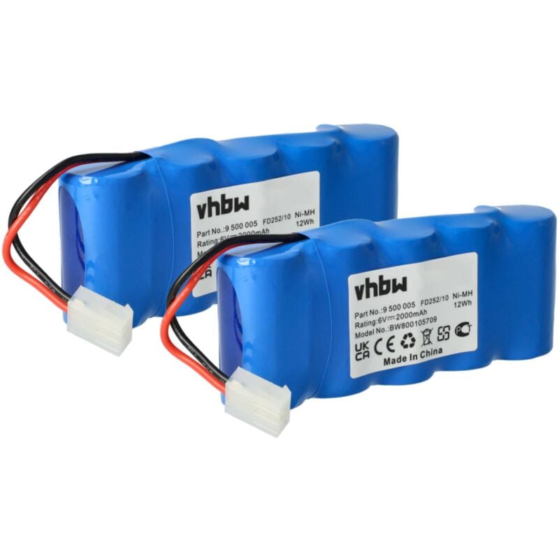 

2x Ni-MH batería 2000mAh (6V) para herramientas Bosch Roll-Lift K10, Roll-Lift K12, Bosch Rollfix D870E por Bosch 9 500 005, 9000163, FD252/10. - Vhbw