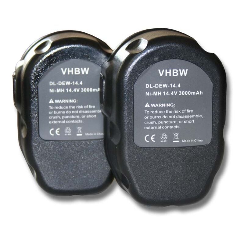 

2x Ni-MH batería 3000mAh (14.4V) para herramientas DW918, DW928K, DW931K, DW935, DW937K, DW941K por Dewalt DC9091, DE9038, DE9091, DE9092. - Vhbw