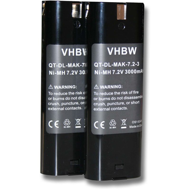 

2x Ni-MH batería 3000mAh (7.2V) para herramientas Makita 6071DW, 6071DWK, 6072D, 6072DL por Einhell 91011, Makita 191679-9, 192532-2, 192695-4. - Vhbw