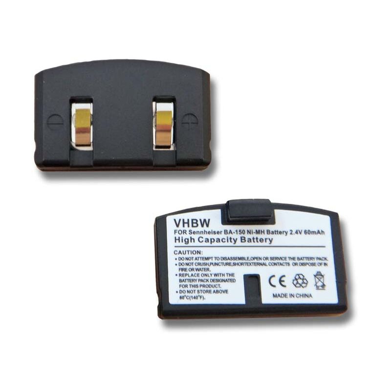 

vhbw 2x Ni-MH batería 60mAh (2.4V) para auriculares Sennheiser IS150, IS300, IS380, RS4, RS5, HDR40, HDR54 por BA-151, BA151, BA-150, BA150.