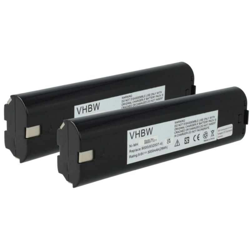 

2x NiMH Batería 3000mAh (9.6V) para su herramienta electrónica Makita 4300D, 4300DW, 4390D, 4390DW, 5090D, 5090DW, 6000 por 191681-2 - Vhbw