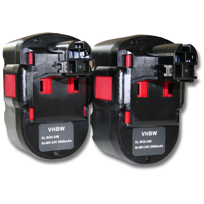 2x NiMH batterie 3000mAh (24V) pour outil électrique outil Powertools Tools comme Bosch BAT030 - Vhbw