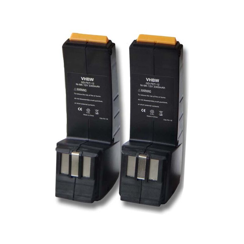 Vhbw - 2x Batterie compatible avec Festo / Festool CDD12FX, CDD12ESC, CDD12ES, CDD12MH outil électrique (3300 mAh, NiMH, 12 v)