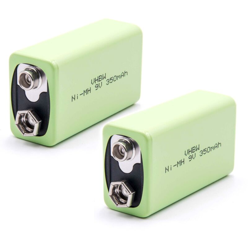 

2x batería de 9 V reemplaza 6LR61, MN1604 (350 mAh, NiMH) recargable, ready-to-use - Vhbw