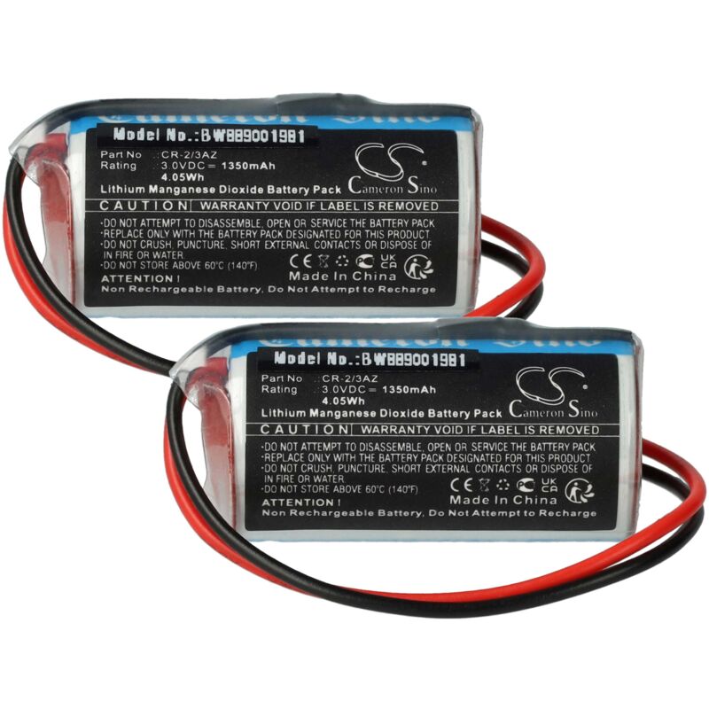 Vhbw - 2x Pile compatible avec ENiQ Guardian s système d'alarme (1350mAh, 3V, Li-MnO2)