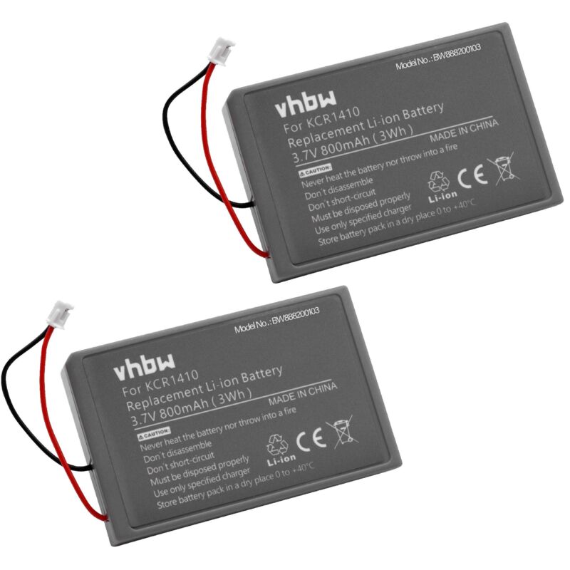 Vhbw - 2x Replacement Battery compatible with Sony PS4 Dualshock Controller V2 Games Console Controller (800mAh, 3.7V, Li-Ion)