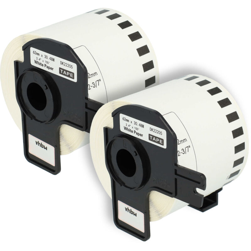 Vhbw - 2x Rolle Etiketten Aufkleber kompatibel mit Brother P-Touch QL-500BW, QL-550, QL-560, QL-560VP, QL-570, QL-580, QL-580N, QL-650 Ersatz für