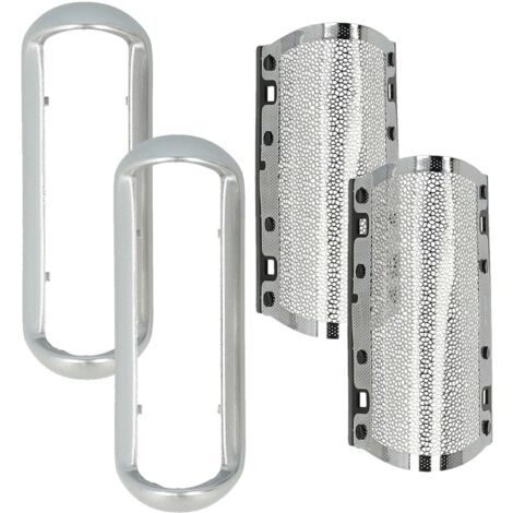vhbw 2x Scherfolie kompatibel mit Braun Pocket P-80-1, P70-1, P-40, P-90, P-60, P-50, P-80, P-70 Elektrorasierer + Rahmen, silber
