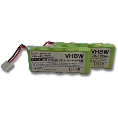 vhbw® 2x Set Batteria di ricambio compatibile con Bosch Somfy, Bosch Roll-Lift, Bosch Rollfix (Ni-MH, 3000mAh, 6V)