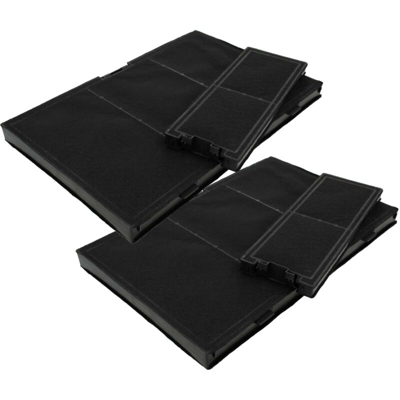 4x filtros compatible con Bosch DWK97HM20/01, DWK97IM60, DWK97HM60/01, DWK97HM60, DWK97HM20B/01 campana extractora - 4x filtro carbón activo - Vhbw