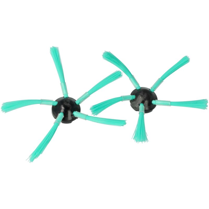 vhbw 2x Side Brush compatible with Vorwerk Kobold VR-7, VR7 Robot Vacuum Cleaner - Brush Set, black / green