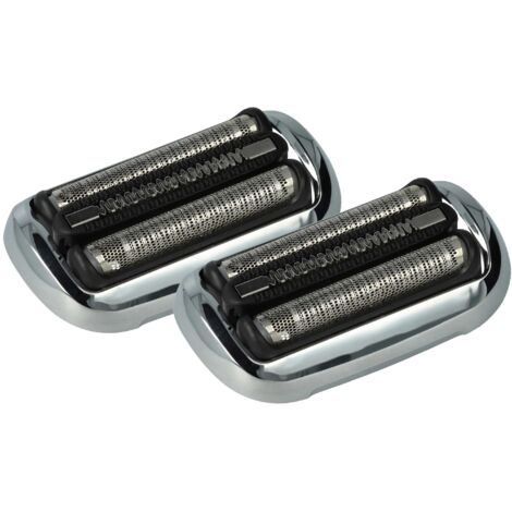 vhbw 2x testina di ricambio compatibile con Braun 71-S7000cc, 71-S4862cs, 71-S4200cs, 71-S1200s rasoio elettrico, nero / argento / bianco