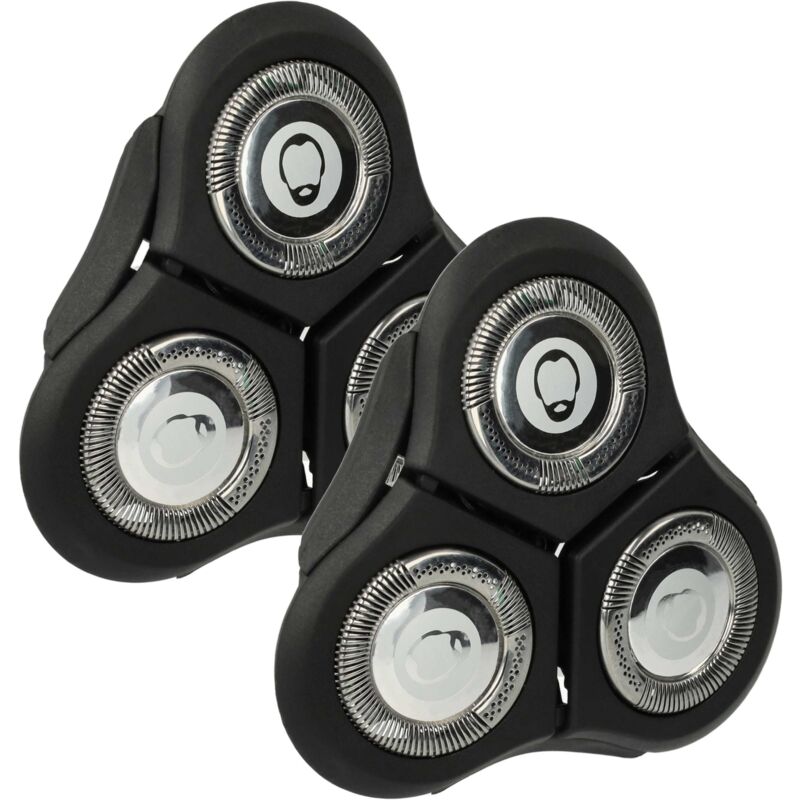 2x Têtes de rasoir de remplacement compatible avec Philips RQ1175, RQ1160CC, RQ1160, RQ1160X, RQ1151, RQ1155 rasoir électrique, noir / argenté - Vhbw