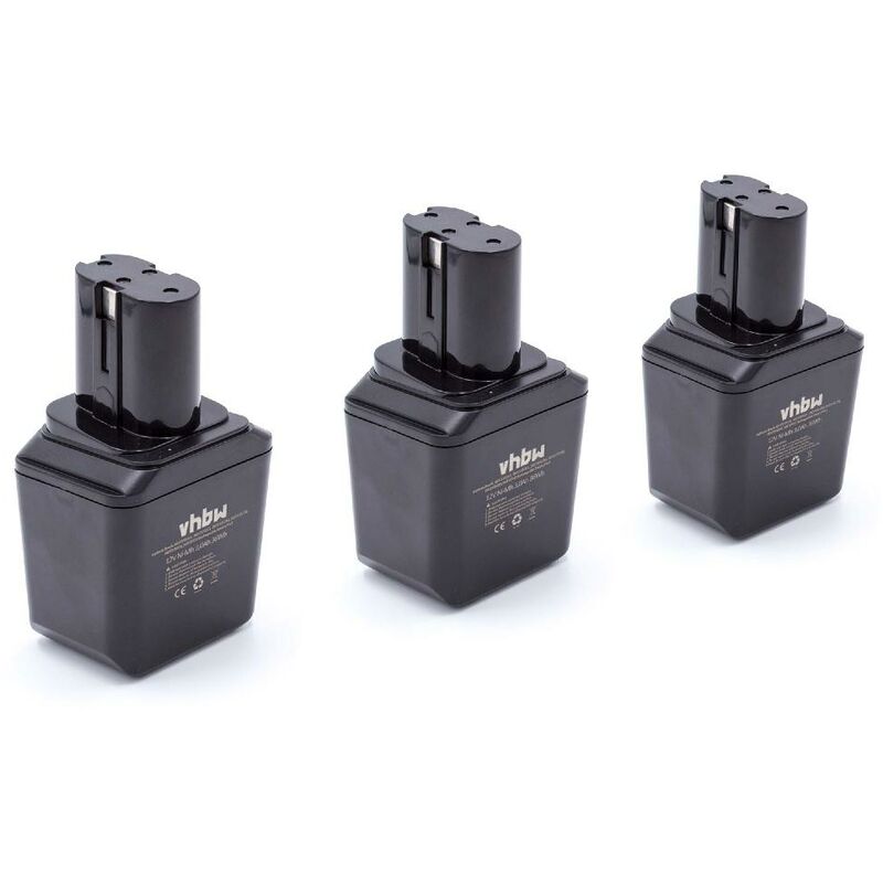 

3 x NiMH Batería 3000mAh (12V) para su herramienta electrónica Bosch GSR 12VES por 2 607 335 180, 2 607 335 021, 2 607 355 014 - Vhbw