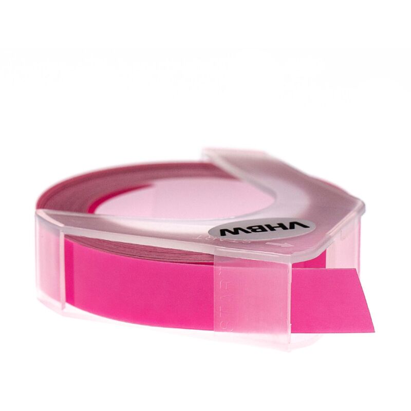 Vhbw - 1x 3D Embossing Label Tape compatible with Dymo Jet, E-5500 Label Printer 3m x 9 mm, White on Neon-Pink