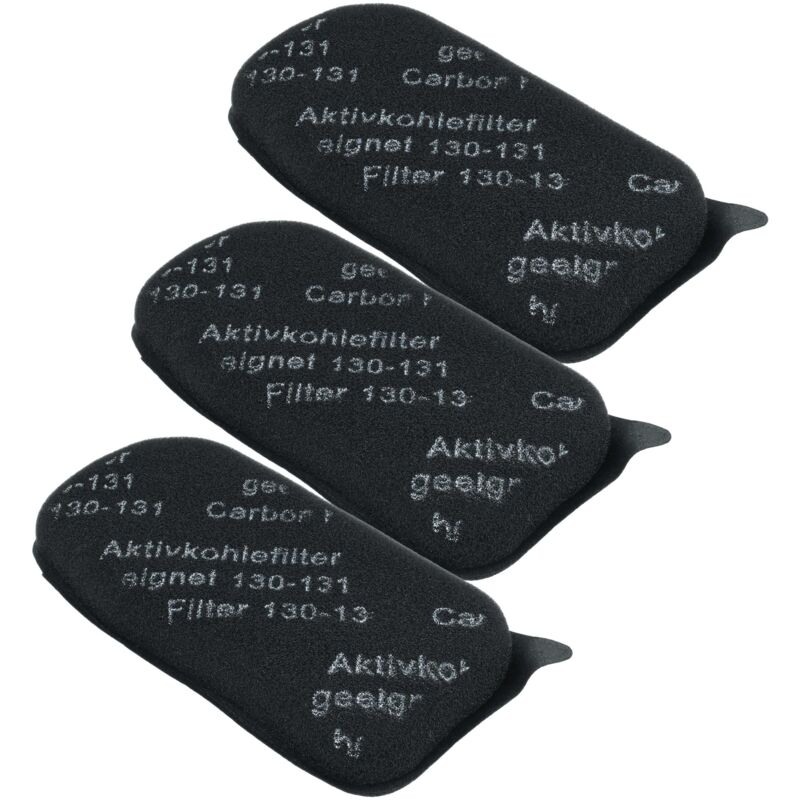 Vhbw - 3x Actived Carbon Filter compatible with Vorwerk Kobold 131sc, 130, 131 Vacuum Cleaner - Filter Set, Black