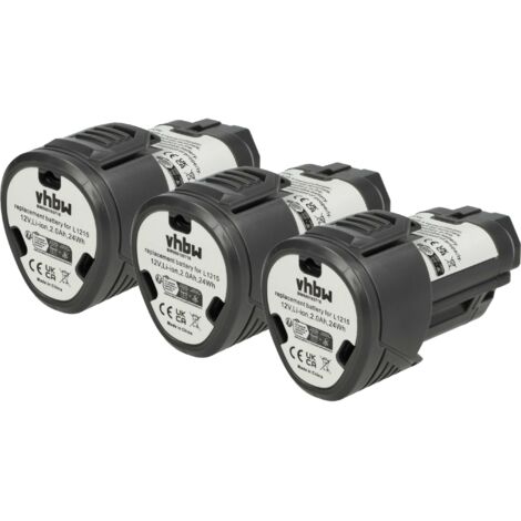 vhbw 3x Akku Ersatz für AEG L1215, 4932352824, 584932, 4932, AC82048, 954932, AC82008, 3520, 3526 für Werkzeug (2000 mAh, Li-Ion, 12 V)