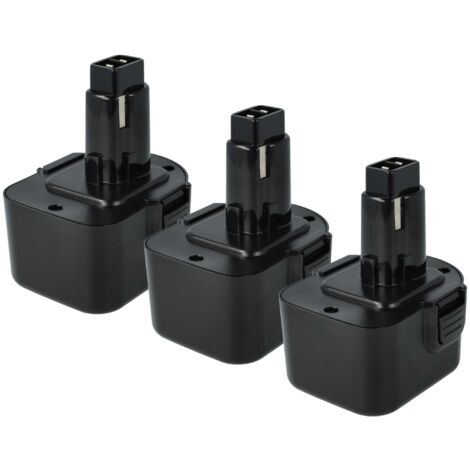 vhbw 3x Akku Ersatz für Dewalt DE9071, DE9074, DE9075, 152250-27, DE9501, 397745-01, DC9071, DE9037 für Werkzeug (3000 mAh, NiMH, 12 V)
