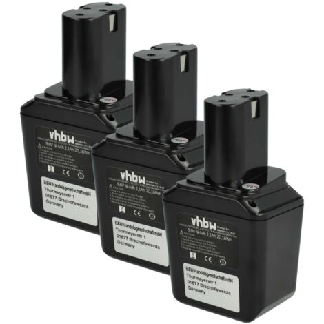 vhbw 3x Akku kompatibel mit Bosch GSS-Serie 1. Generation Werkzeug (2100 mAh, NiMH, 9,6 V)