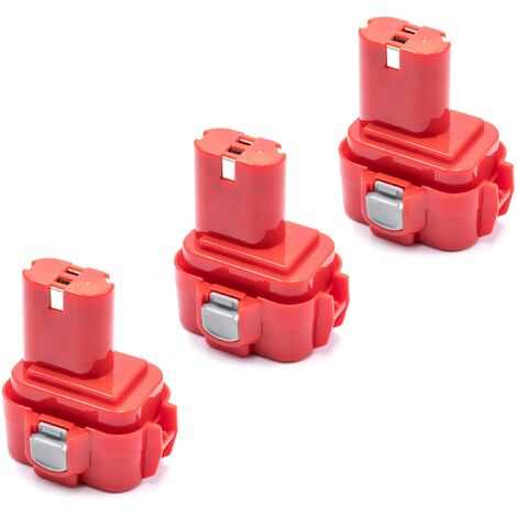 vhbw 3x Akku kompatibel mit Makita 6400D, 6400DW, 6221DW, 6221DWE, 6703D, 6702D, 6702DW, 6221D, 6202DW Werkzeug (3000 mAh, NiMH, 9,6 V)
