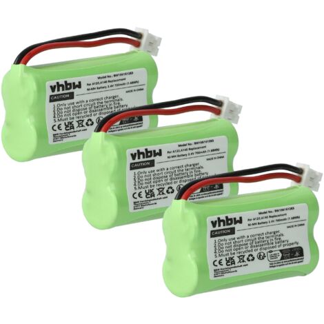 vhbw 3x Akku kompatibel mit Siemens Gigaset Telefon A12 - A345, AL14 - AL145, AS14 - AS160, C240 Q063, Universum CL15 SL15 - (NiMH, 700mAh, 2.4V)