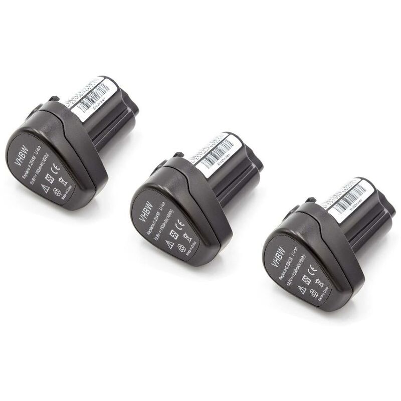 

3x batería Li-Ion 1500mAh (10.8V) para herramientas Metabo PowerLED 12, PowerImpact 12 y Metabo 6.25438, 6.254.38, 625438, 6.25439. - Vhbw