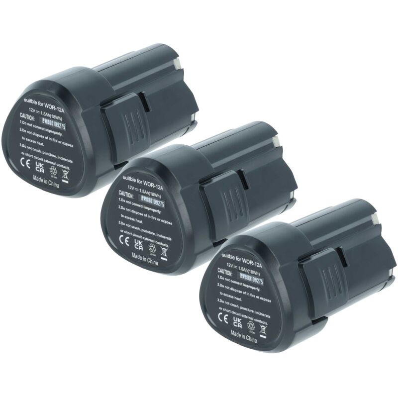 

3x batería Li-Ion 1500mAh para herramientas eléctricas destornillador a batería Worx WX673, WX673.3, WX673.M, WX677.7 y Worx WA3509. - Vhbw