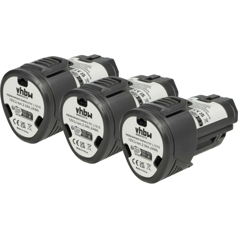 

3x Batería recargable reemplaza AEG L1215, L1215P, L1215R, L1220, L1230 para herramientas eléctricas (2000 mAh, Li-Ion, 12 V) - Vhbw
