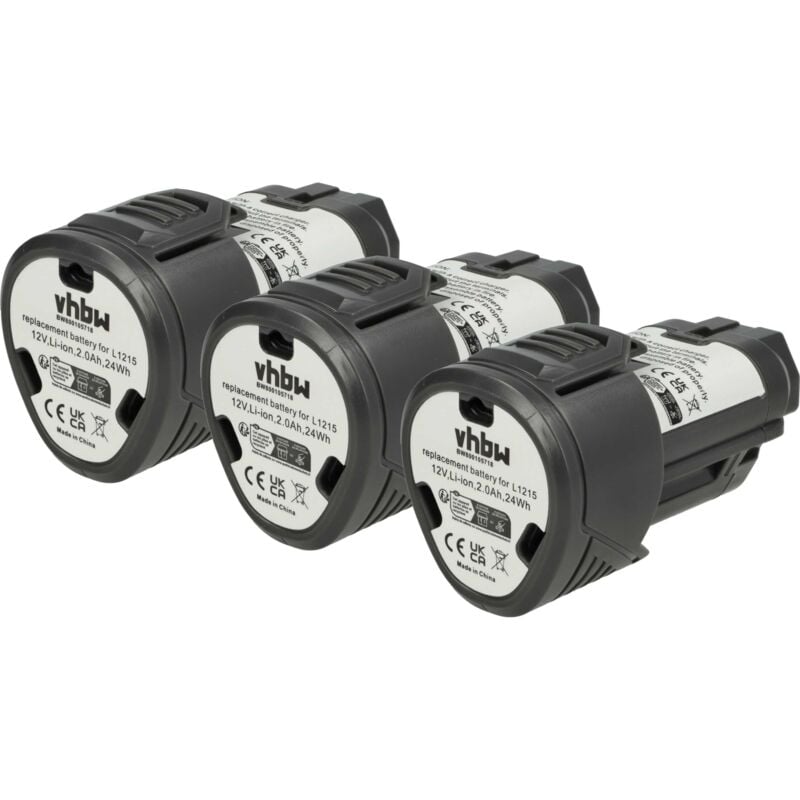

3x Batería recargable reemplaza Ridgid 130188001, 130446007, 130446011, 200901008 para herramientas eléctricas (2000 mAh, Li-Ion, 12 V) - Vhbw