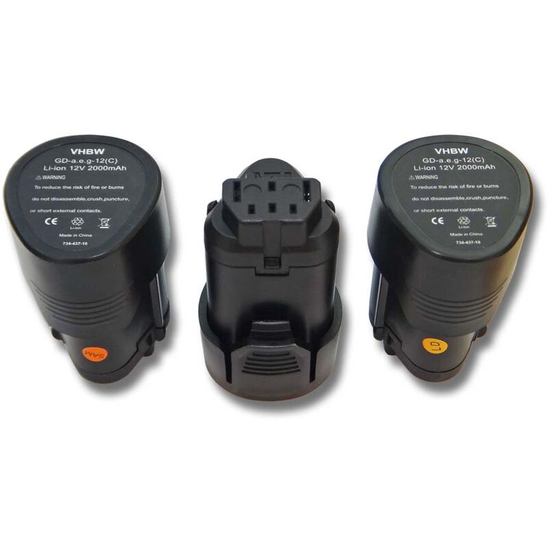 

3x Batería recargable reemplaza Ridgid 200901009, 200901019, R86048 para herramientas eléctricas (2000 mAh, Li-Ion, 12 V) - Vhbw