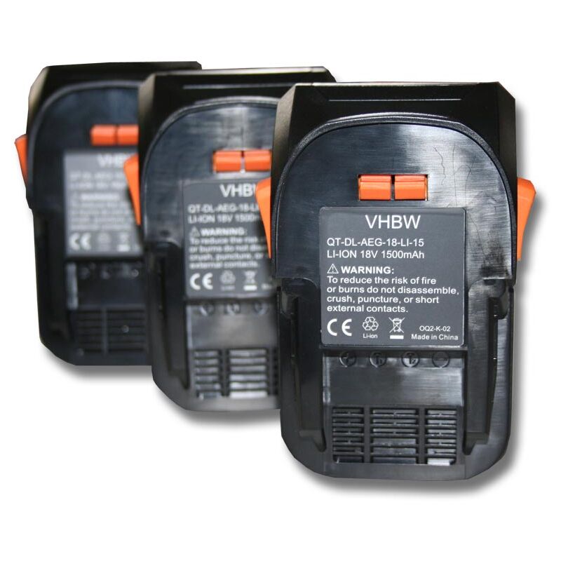 

3x Batería recargable reemplaza AEG B1814, B1814G, B1817, B1817G, L1815R, L1830R, L1840R, L1850R para herramientas eléctricas (1500 mAh Li-Ion) - Vhbw
