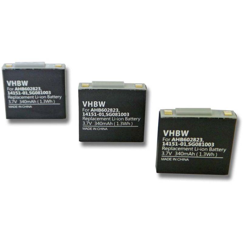 

3x Baterías compatible con Agfeo 9120 System headset, Agfeo 9125 System headset auriculares inalámbricos (340mAh, 3.7V, Li-Polymer) - Vhbw