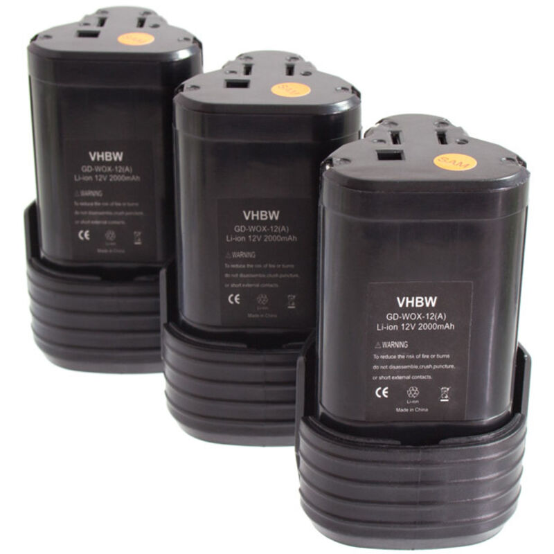 

3x Baterías Li-Ion 2000mAh para atornillador a batería Worx WX125, WX382.2, WX382.3, WX540.3, WX677 y Worx WA3503. - Vhbw