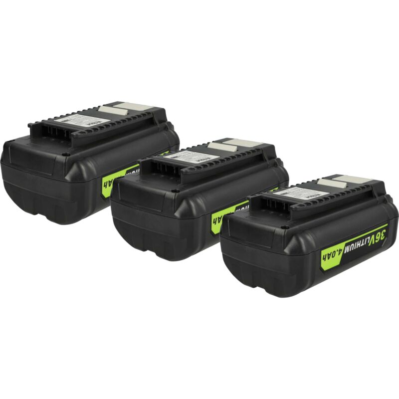 

3x Baterías Li-Ion 4000mAh (36V) para herramientas eléctricas Powertools Ryobi RBC36X20B, RBC36X26B, RBL36B, RBL36JB, RBV36B, RCS36 - Vhbw